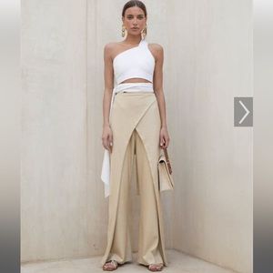 Cult Gaia Claudette Wide Leg Wrap Pants - Sand Size M